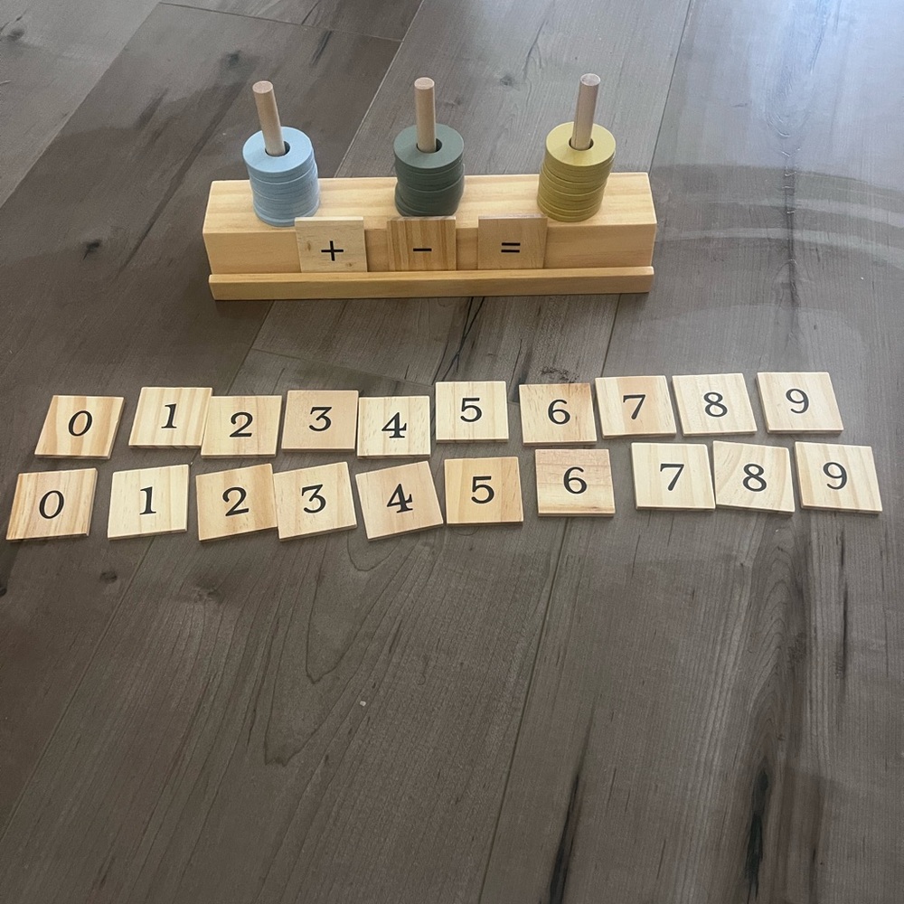 Target Wooden Arithmetic Toy with Blue, Green, Yellow Discs